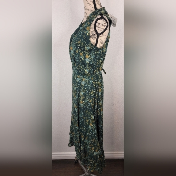 Roller Rabbit Filippa Wrap Dress S Tiered Beringhouse Green Floral Cottagecore - Picture 2 of 12